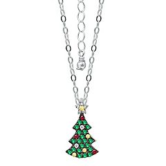 Adorned Christmas Tree Charm in Sterling Silver