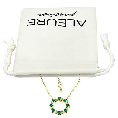 Aleure Precioso Sterling Silver Cubic Zirconia Circle Pendant Necklace