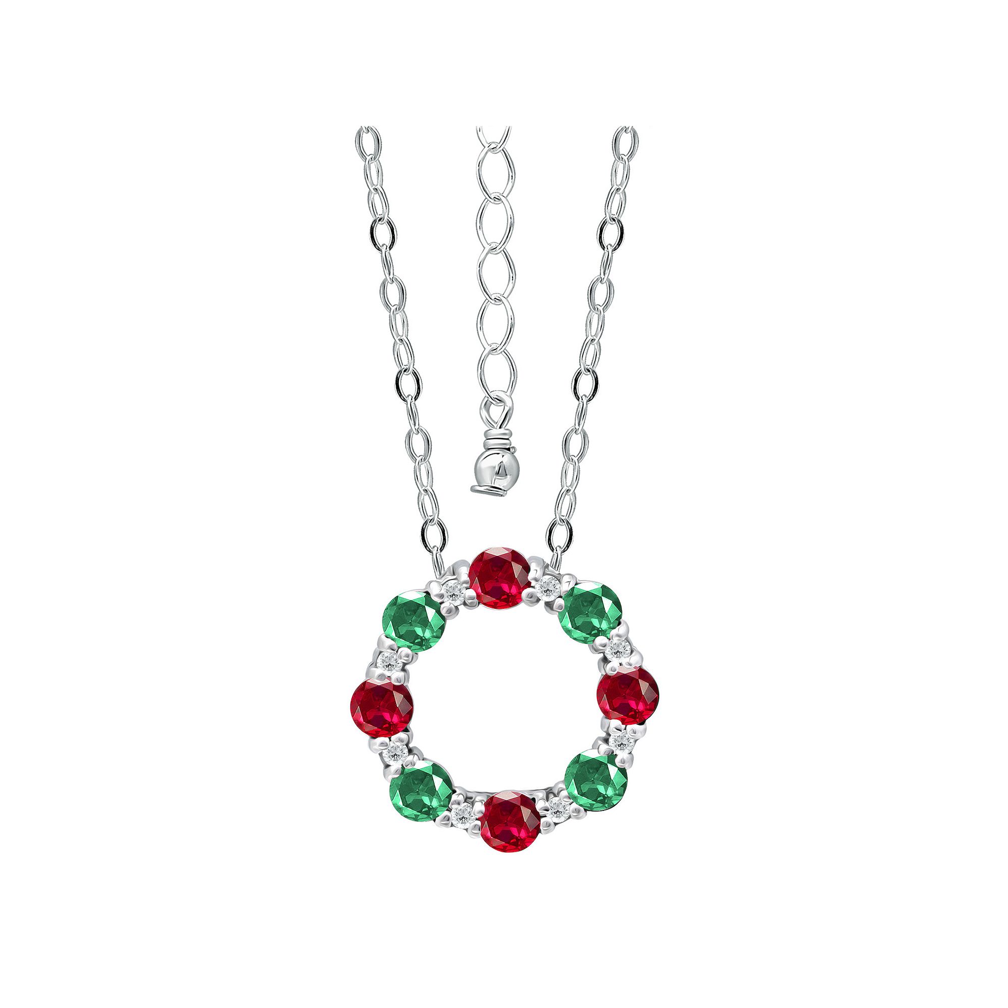 Aleure Precioso Sterling Silver Cubic Zirconia Circle Pendant Necklace, Wo