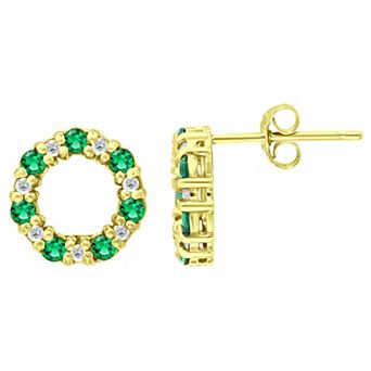 Aleure Precioso Sterling Silver Cubic Zirconia Circle Stud Earrings