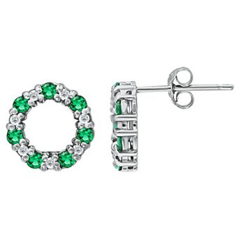 Aleure Precioso Sterling Silver Cubic Zirconia Circle Stud Earrings