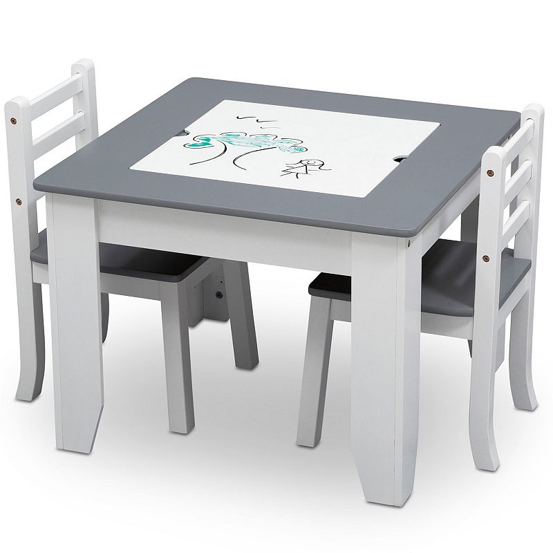 Delta Children Chelsea Wood Table and Chair Set - Gray/White