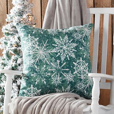 Greendale Home Fashions Holiday Evergreen Snowflakes Throw Pillow