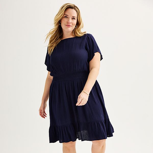 Plus Size Croft & Barrow® Flutter Sleeve Dress