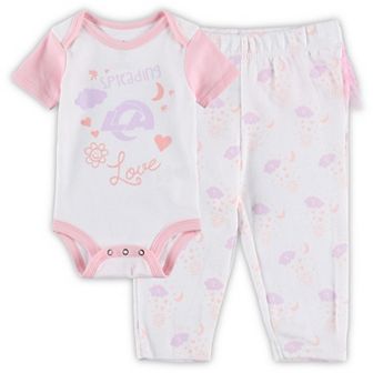 Girls Newborn & Infant White Los Angeles Rams Spreading Love Bodysuit and Tutu Leggings Set