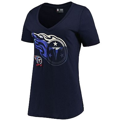 Women's New Era Navy Tennessee Titans Ink Dye Sideline V-Neck T-Shirt