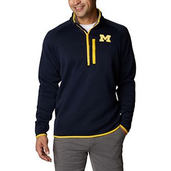 Men's Columbia Navy Michigan Wolverines Canyon Point Omni-Shield Raglan Half-Zip Pullover Top