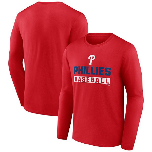 Men's Fanatics Branded Red Philadelphia Phillies Let's Go Long Sleeve  T-Shirt