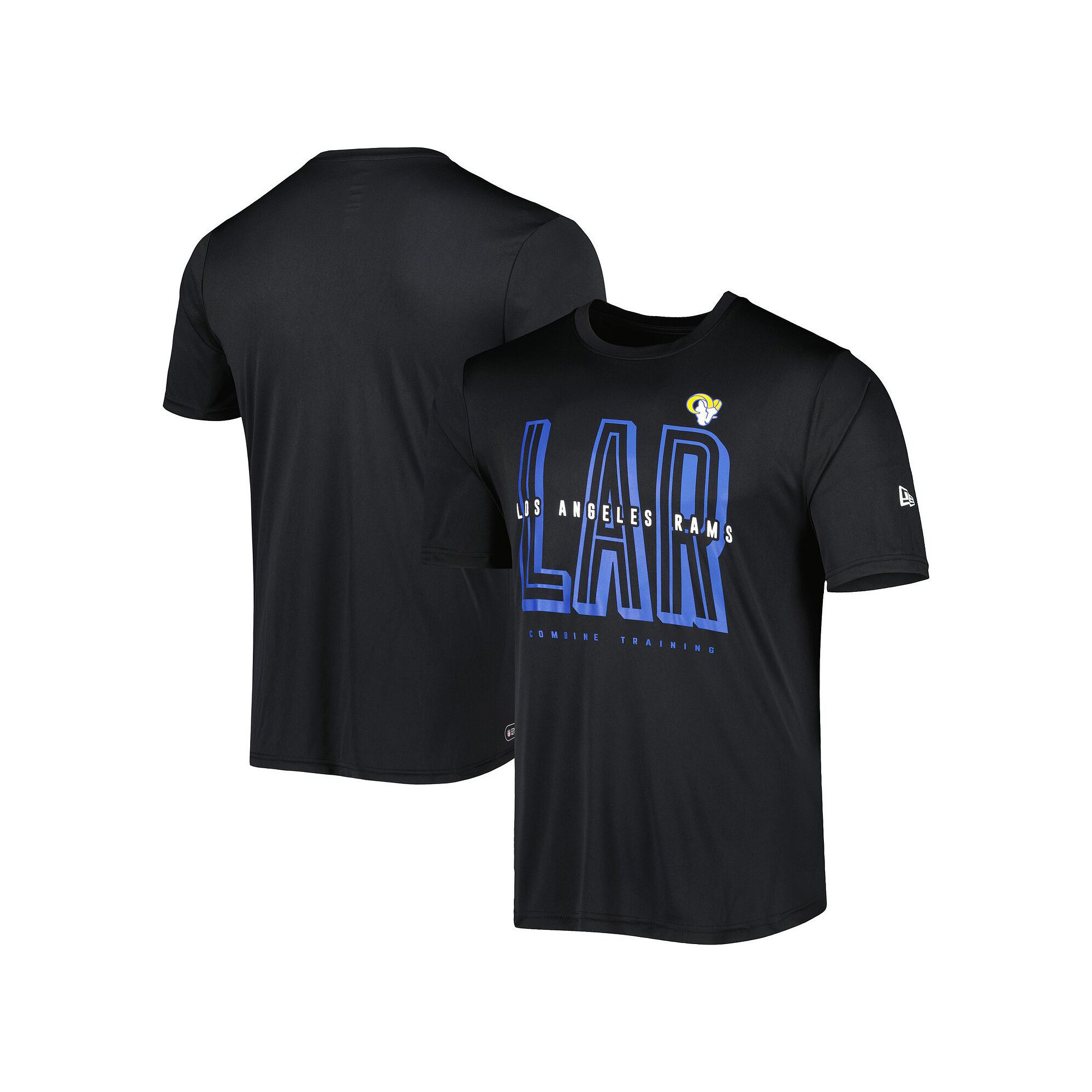 Mens New Era Black Los Angeles Rams Scrimmage T-Shirt, Size: Small