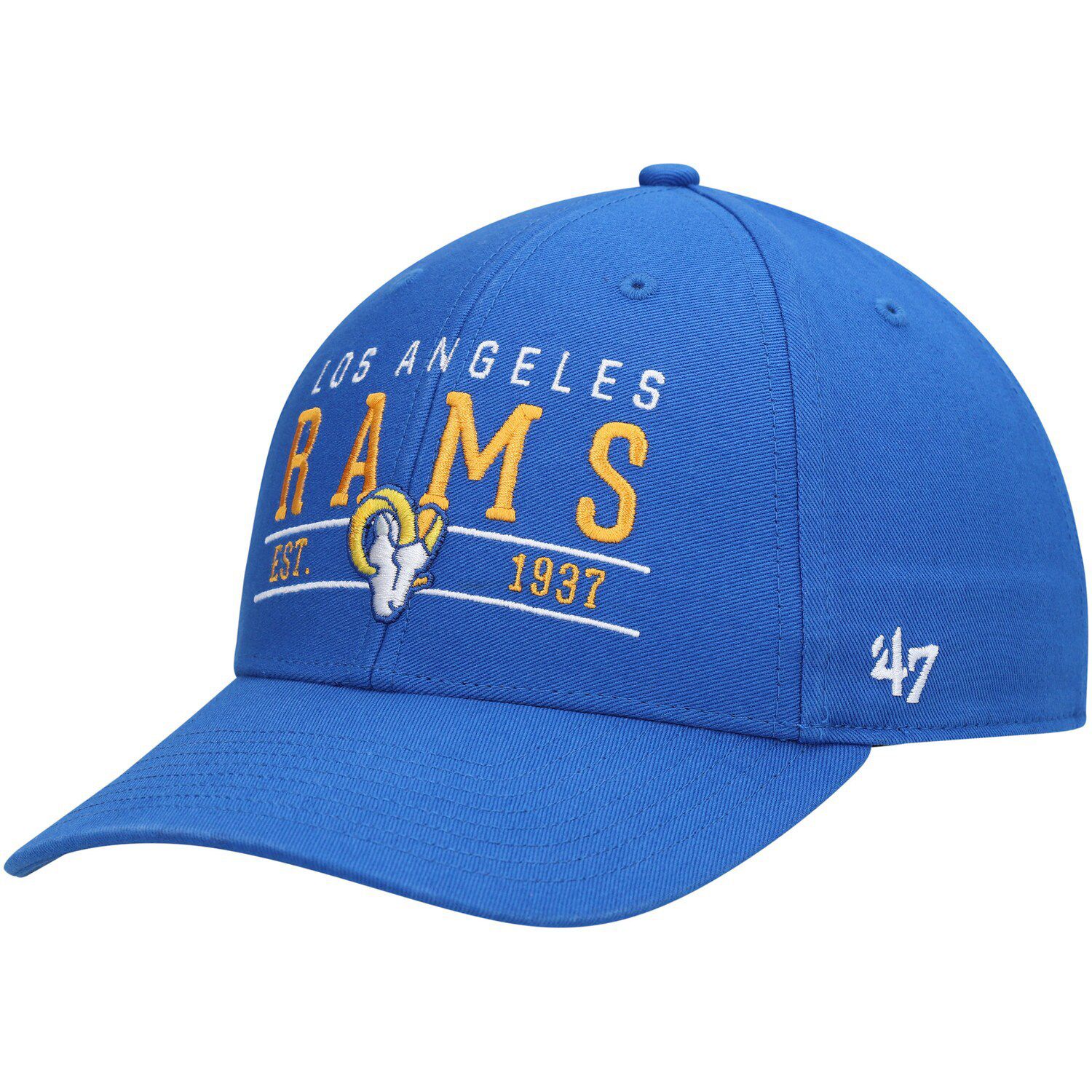 Men's '47 Royal Los Angeles Rams State Line Cuffed Knit Hat with Pom