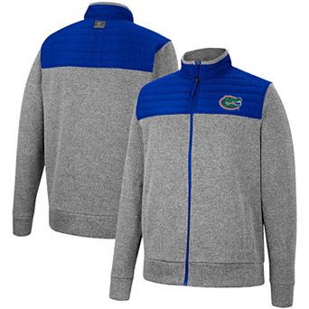 Men's Colosseum Charcoal/Royal Florida Gators Putter Herringbone Full-Zip Jacket