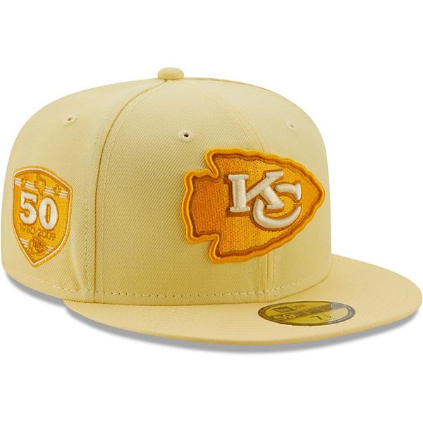 Men's New Era Yellow Kansas City Chiefs 50 Years The Pastels 59FIFTY Fitted  Hat
