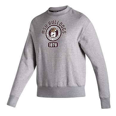 Women's adidas Heathered Gray Mississippi State Bulldogs Vintage Circle Pullover Sweatshirt