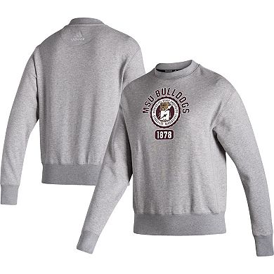 Women's adidas Heathered Gray Mississippi State Bulldogs Vintage Circle Pullover Sweatshirt