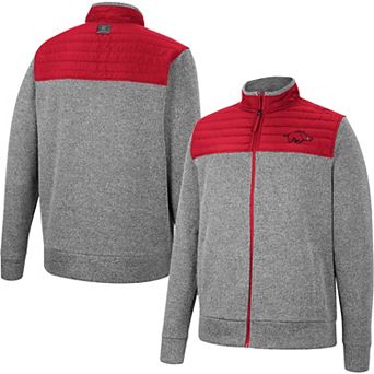 Men's Colosseum Charcoal/Cardinal Arkansas Razorbacks Putter Herringbone Full-Zip Jacket