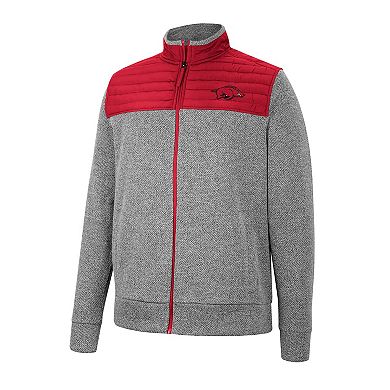 Men's Colosseum Charcoal/Cardinal Arkansas Razorbacks Putter Herringbone Full-Zip Jacket