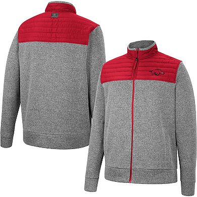 Men's Colosseum Charcoal/Cardinal Arkansas Razorbacks Putter Herringbone Full-Zip Jacket