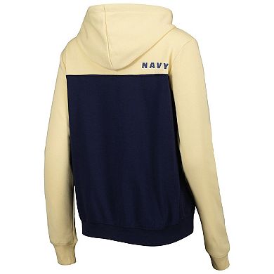 Women's Colosseum Gold/Navy Navy Midshipmen Aidan Lightweight Half-Zip Hoodie