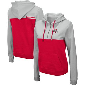 Women's Colosseum Black/Scarlet Ohio State Buckeyes Aidan Lightweight Half-Zip Hoodie