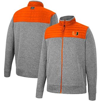 Men's Colosseum Charcoal/Orange Miami Hurricanes Putter Herringbone Full-Zip Jacket