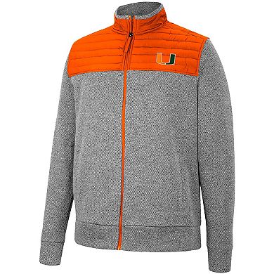 Men's Colosseum Charcoal/Orange Miami Hurricanes Putter Herringbone Full-Zip Jacket