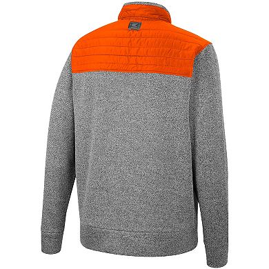 Men's Colosseum Charcoal/Orange Miami Hurricanes Putter Herringbone Full-Zip Jacket