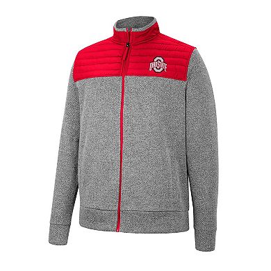 Men's Colosseum Gray/Scarlet Ohio State Buckeyes Putter Herringbone Full-Zip Jacket