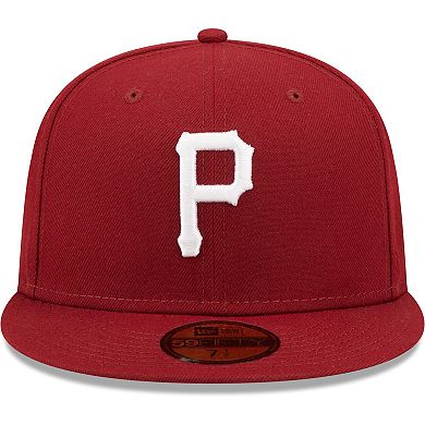 Men's New Era Cardinal Pittsburgh Pirates Logo White 59FIFTY Fitted Hat