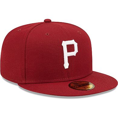 Men's New Era Cardinal Pittsburgh Pirates Logo White 59FIFTY Fitted Hat