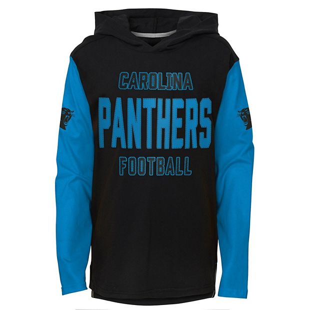 Youth Black Carolina Panthers Heritage Long Sleeve Hoodie T-Shirt