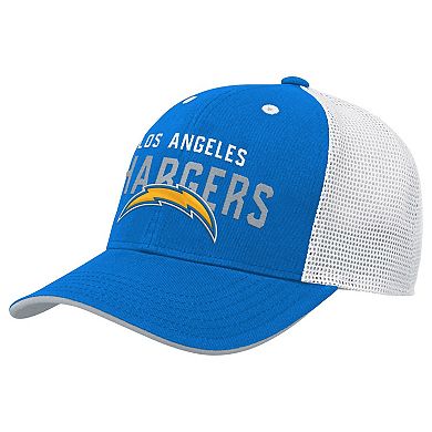 Youth Powder Blue/White Los Angeles Chargers Core Lockup Trucker Snapback Hat