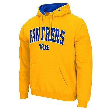 Men's Colosseum Gold Pitt Panthers Arch & Logo 3.0 Pullover Hoodie