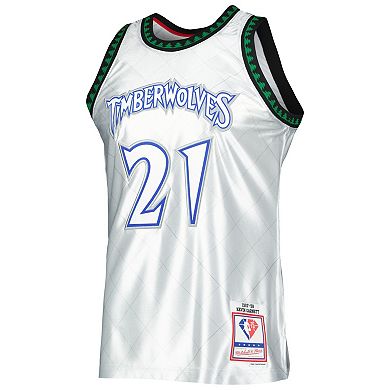 Men's Mitchell & Ness Kevin Garnett Platinum Minnesota Timberwolves 1997/98 Hardwood Classics 75th Anniversary Swingman Jersey