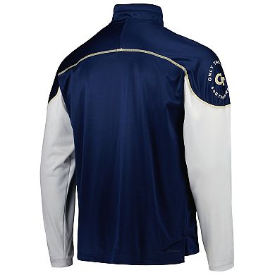 Men's adidas Navy Georgia Tech Yellow Jackets Knit Quarter-Snap Jacket