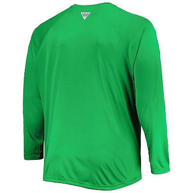 Men's Columbia Green Oregon Ducks Big & Tall Terminal Tackle Team Raglan Omni-Shade Long Sleeve T-Shirt