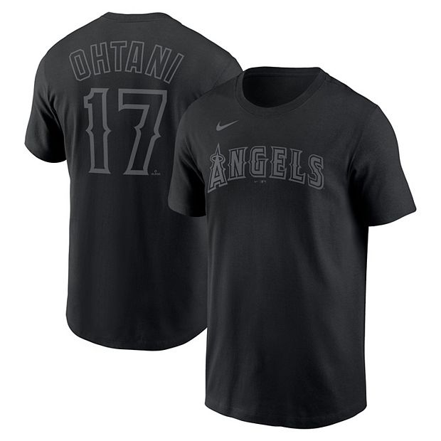 Men's Nike Shohei Ohtani Los Angeles Angels Pitch Black Name & Number  T-Shirt