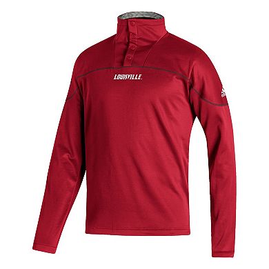 Men's adidas Red Louisville Cardinals AEROREADY Knit Quarter-Snap Jacket