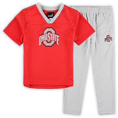 Preschool Scarlet/Gray Ohio State Buckeyes Red Zone Jersey & Pants Set