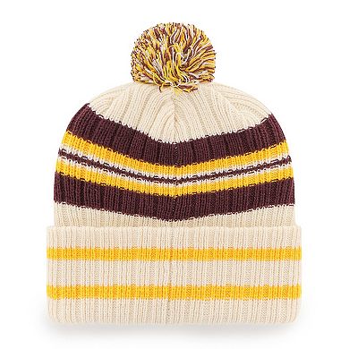 Men's '47 Natural Minnesota Golden Gophers Hone Patch Cuffed Knit Hat with Pom