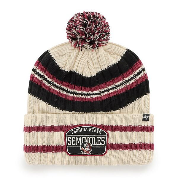 Men's '47 Natural Florida State Seminoles Hone Patch Cuffed Knit Hat ...