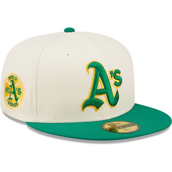 New Era Men's New Era White/Green Oakland Athletics Cooperstown Collection  50th Anniversary Chrome - 59FIFTY Fitted Hat