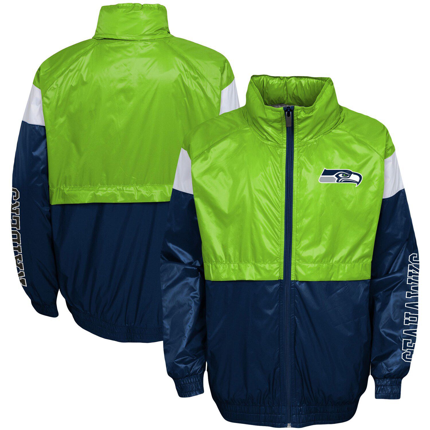 Women's Wear by Erin Andrews Green Seattle Seahawks Vintage Throwback Windbreaker Full-Zip Jacket Size: Extra Small