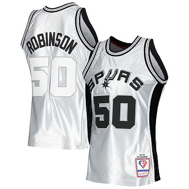 Men's Mitchell & Ness David Robinson Platinum San Antonio Spurs 1998-99 Hardwood Classics 75th Anniversary Swingman Jersey