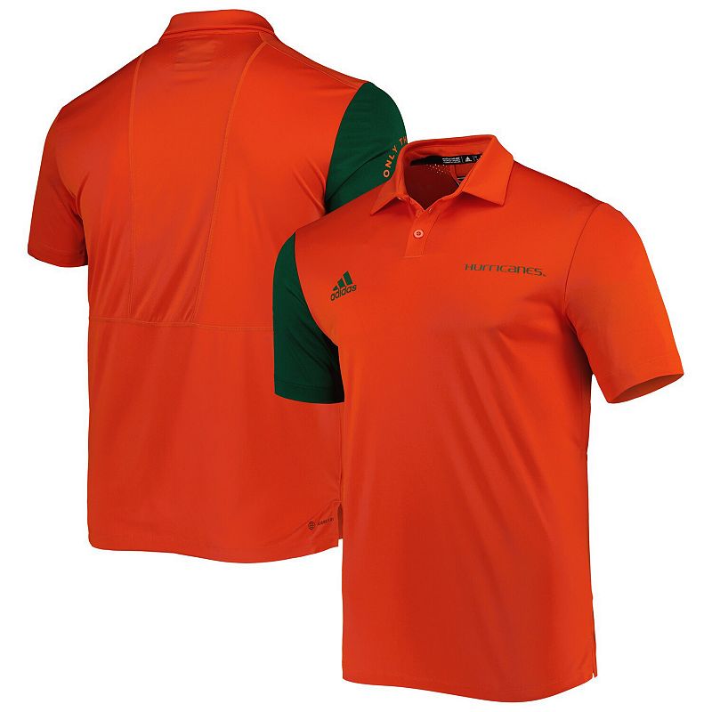 Mens adidas Orange/Green Miami Hurricanes Polo, Size: Small
