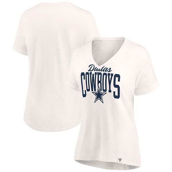 Women's Fanatics Branded Oatmeal Dallas Cowboys Motivating Force V-Neck T- Shirt