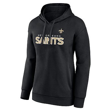 Women's Fanatics Branded Black New Orleans Saints Iconic Cotton Fleece Checklist Pullover Hoodie