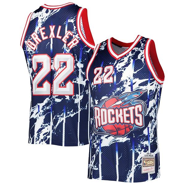 Framed Clyde Drexler Houston Rockets Autographed Navy 1995-96 Mitchell &  Ness Replica Jersey with HOF 4 Inscription
