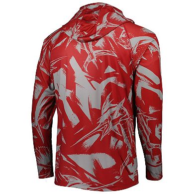Men's Columbia Crimson/Gray Alabama Crimson Tide Super Terminal Tackle Omni-Shade Raglan Long Sleeve Hoodie T-Shirt