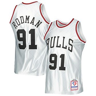 Men's Mitchell & Ness Dennis Rodman Platinum Chicago Bulls 1997-98 Hardwood Classics 75th Anniversary Swingman Jersey