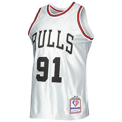 Men's Mitchell & Ness Dennis Rodman Platinum Chicago Bulls 1997-98 Hardwood Classics 75th Anniversary Swingman Jersey
